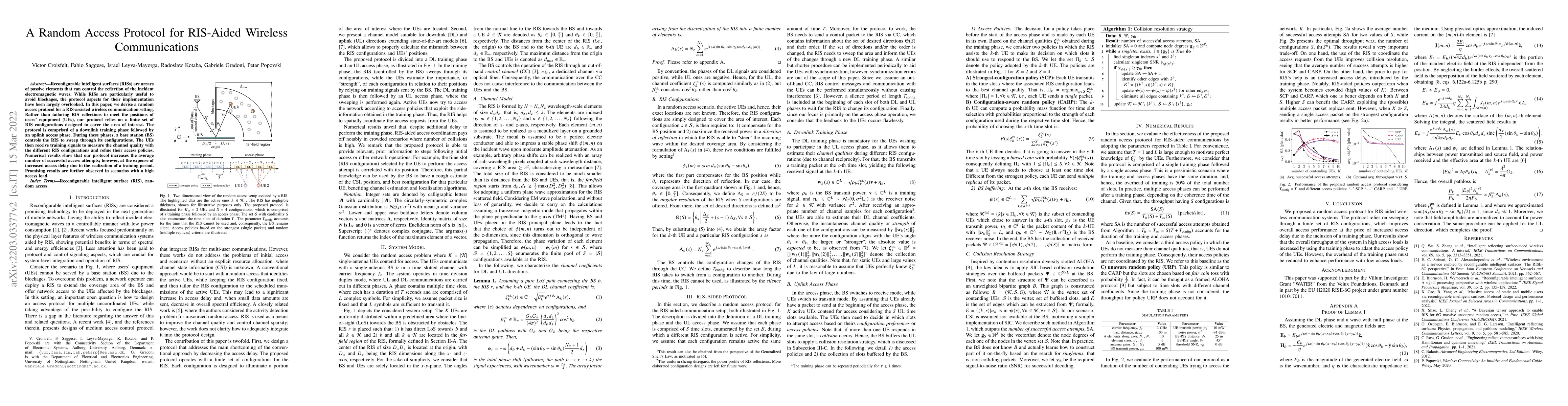 Thumbnail for A Random Access Protocol for RIS-Aided Wireless Communications