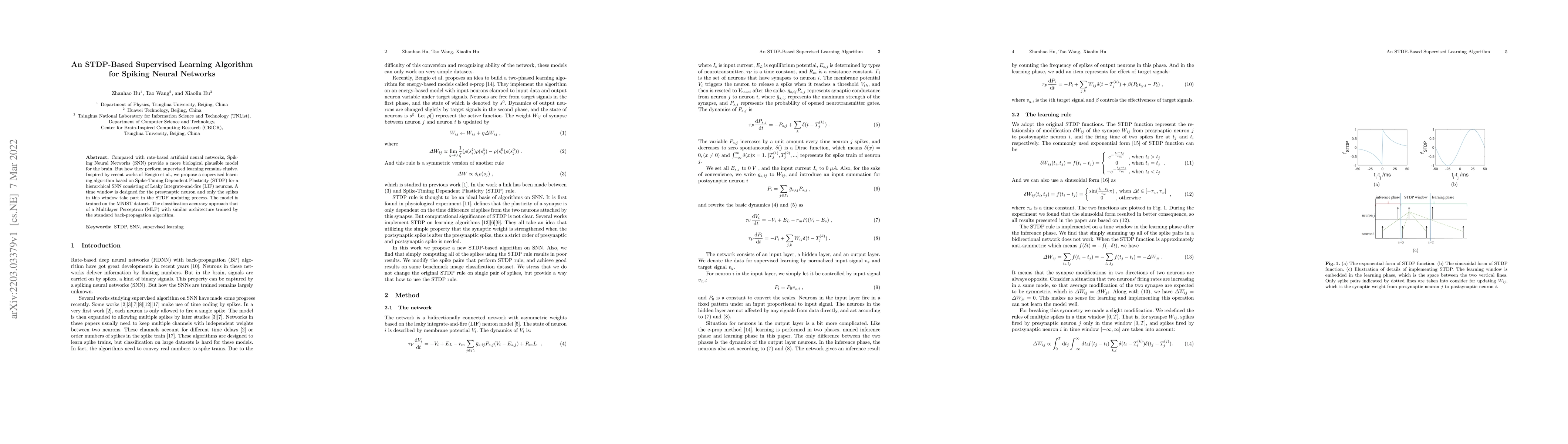 Thumbnail for An STDP-Based Supervised Learning Algorithm for Spiking Neural Networks
