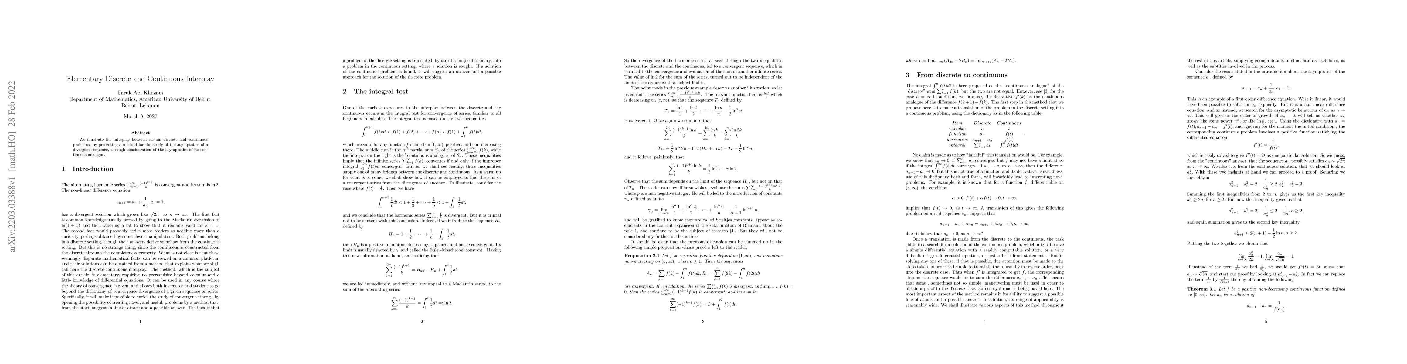 Thumbnail for Elementary discrete and continuous interplay