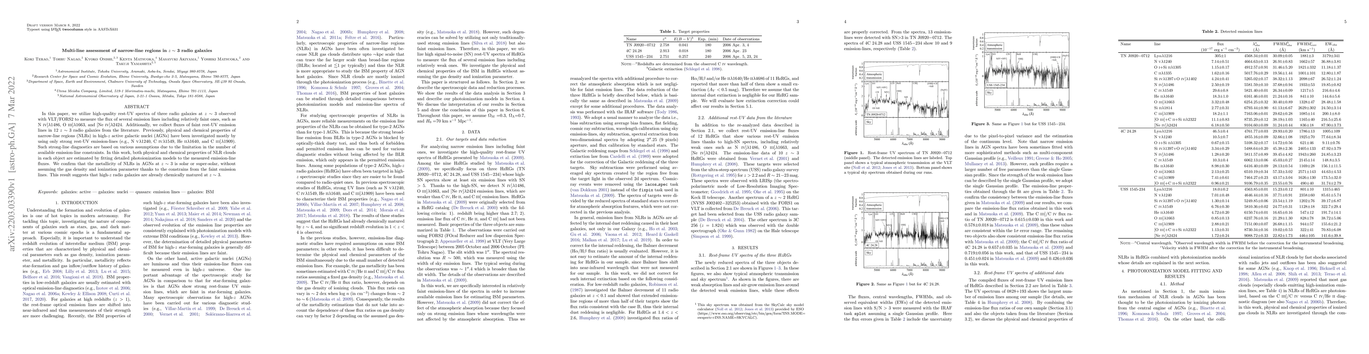 Thumbnail for Multi-line assessment of narrow-line regions in $z \sim$ 3 radio
  galaxies