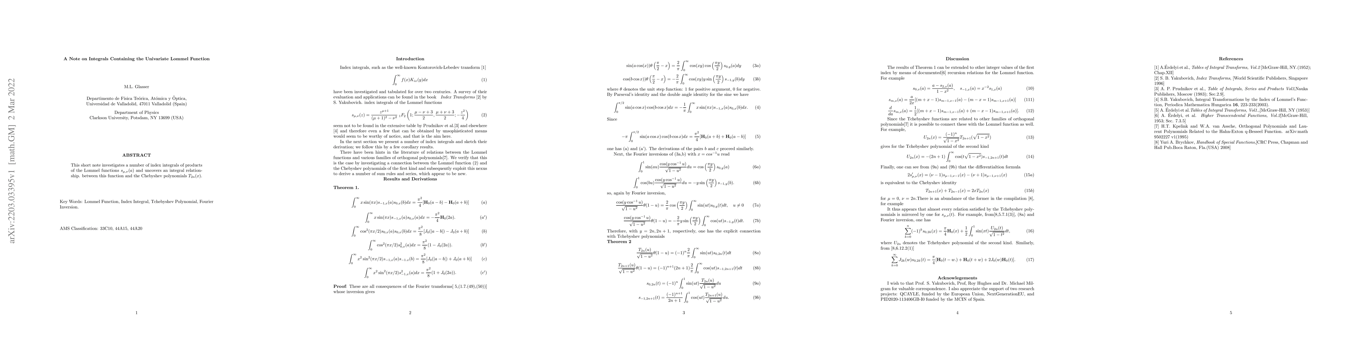 Thumbnail for A Note on Integrals Containing the Univariate Lommel Function