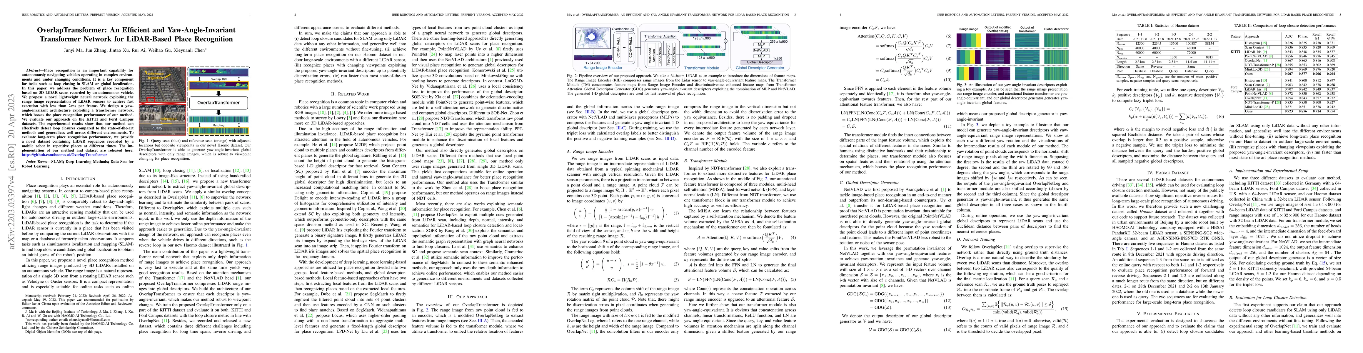 Thumbnail for OverlapTransformer: An Efficient and Rotation-Invariant Transformer
  Network for LiDAR-Based Place Recognition