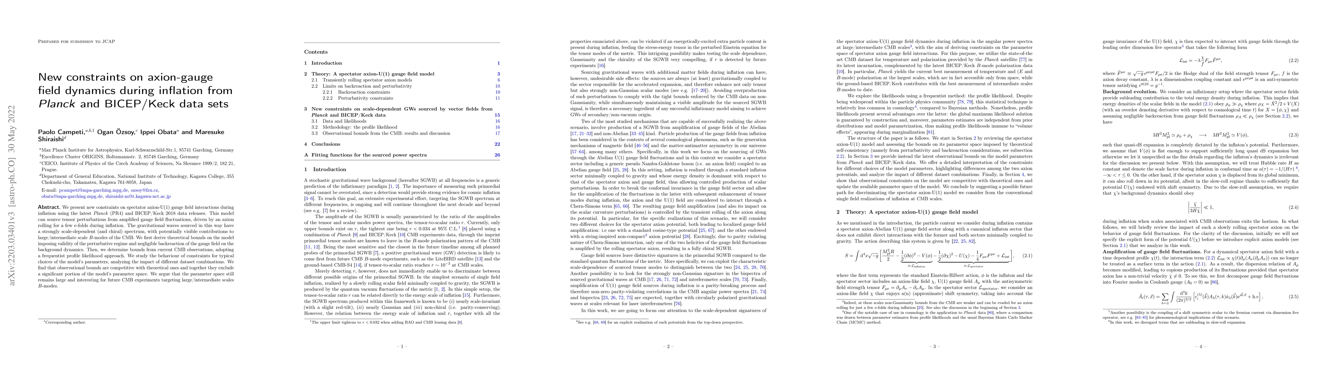 Thumbnail for New constraints on axion-gauge field dynamics during inflation from
  $Planck$ and BICEP/Keck data sets