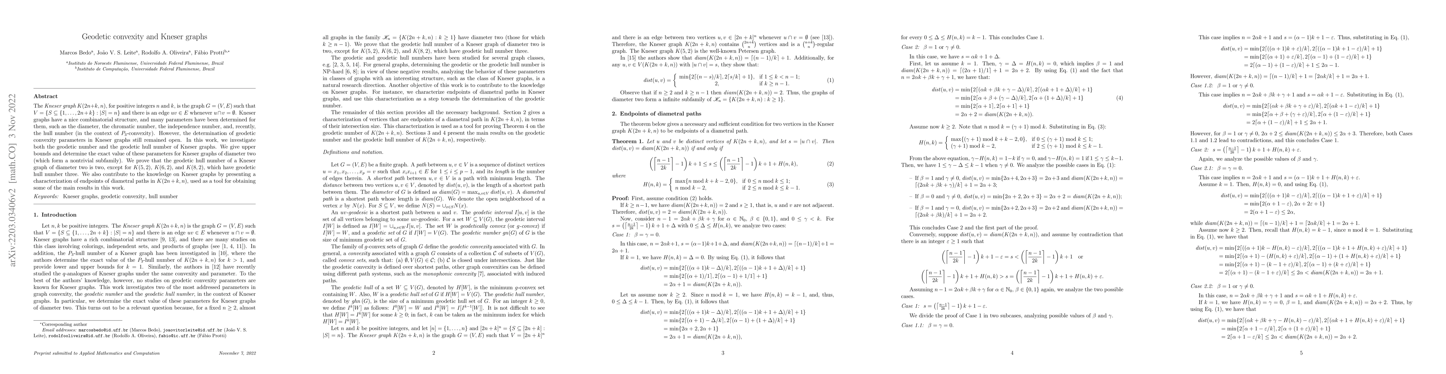 Thumbnail for Geodetic convexity and Kneser graphs