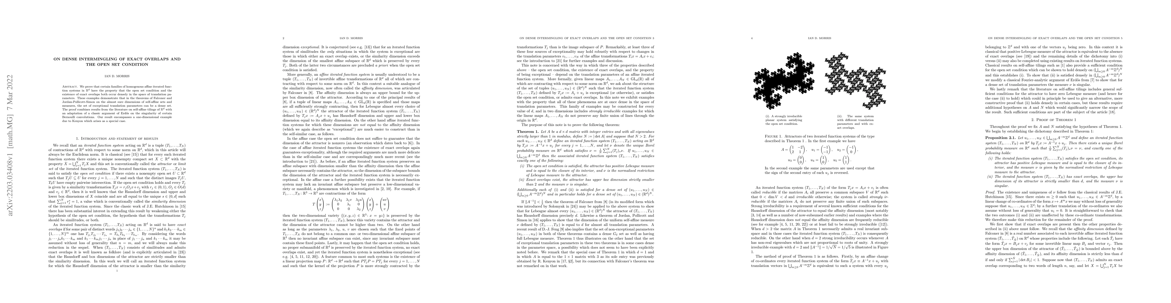 Thumbnail for On dense intermingling of exact overlaps and the open set condition