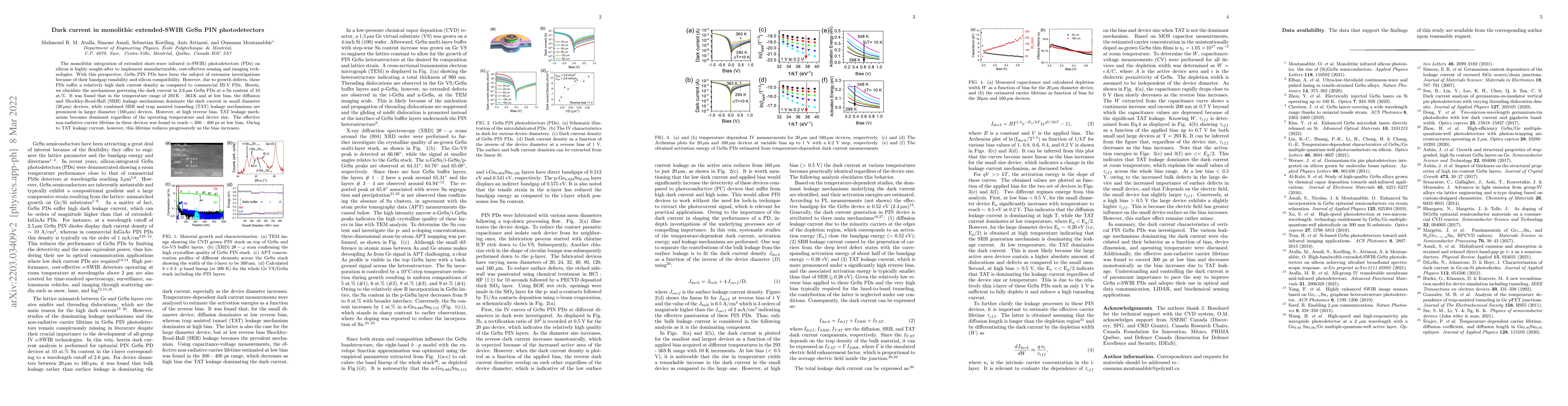 Thumbnail for Dark current in monolithic extended-SWIR GeSn PIN photodetectors