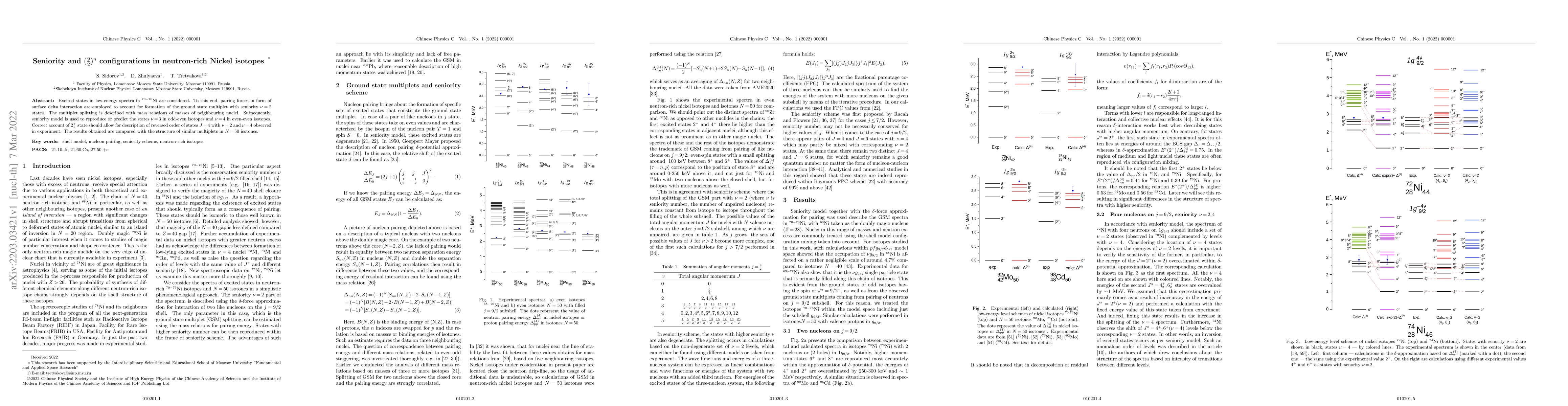 Thumbnail for Seniority and $(\frac{9}{2})^n$ configurations in neutron-rich Nickel
  isotopes