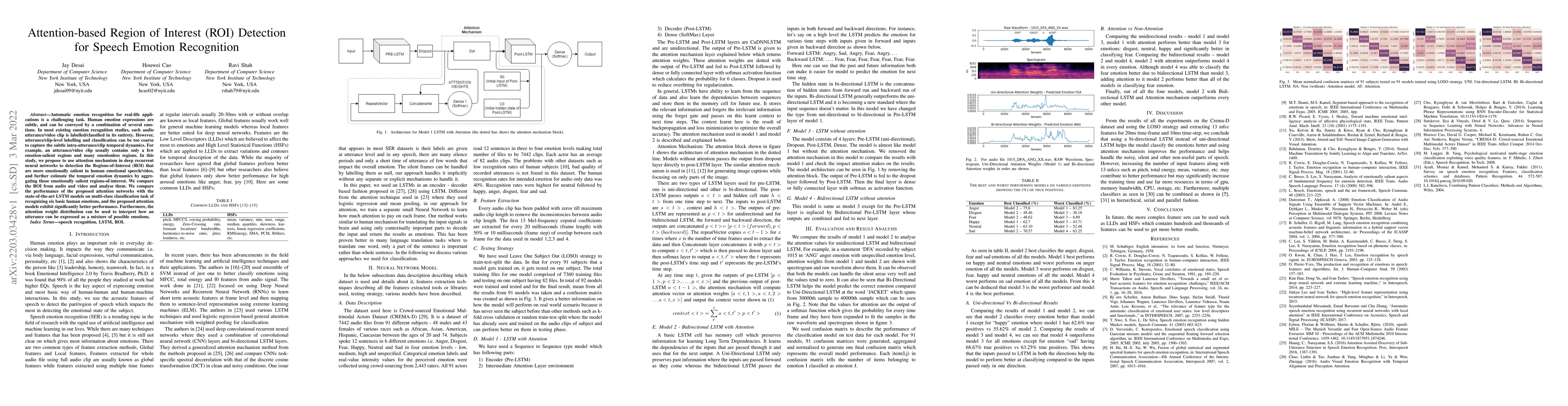 Thumbnail for Attention-based Region of Interest (ROI) Detection for Speech Emotion
  Recognition