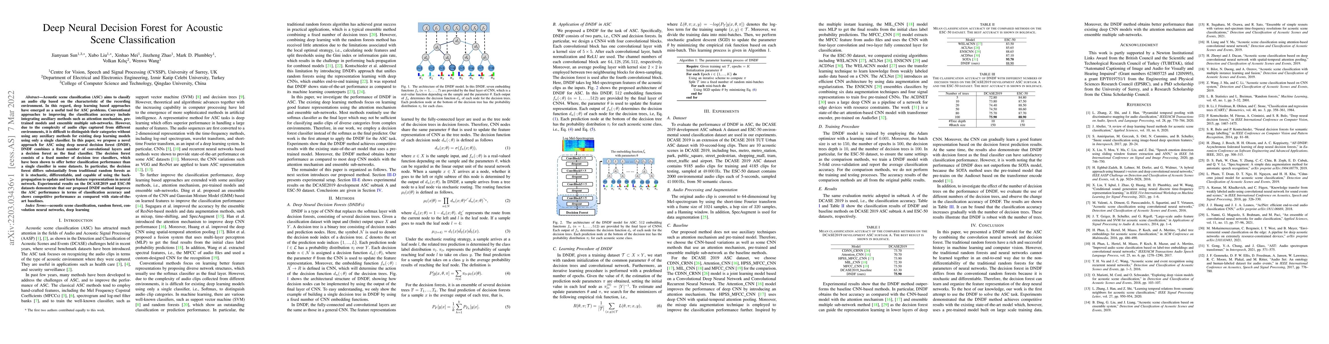 Thumbnail for Deep Neural Decision Forest for Acoustic Scene Classification