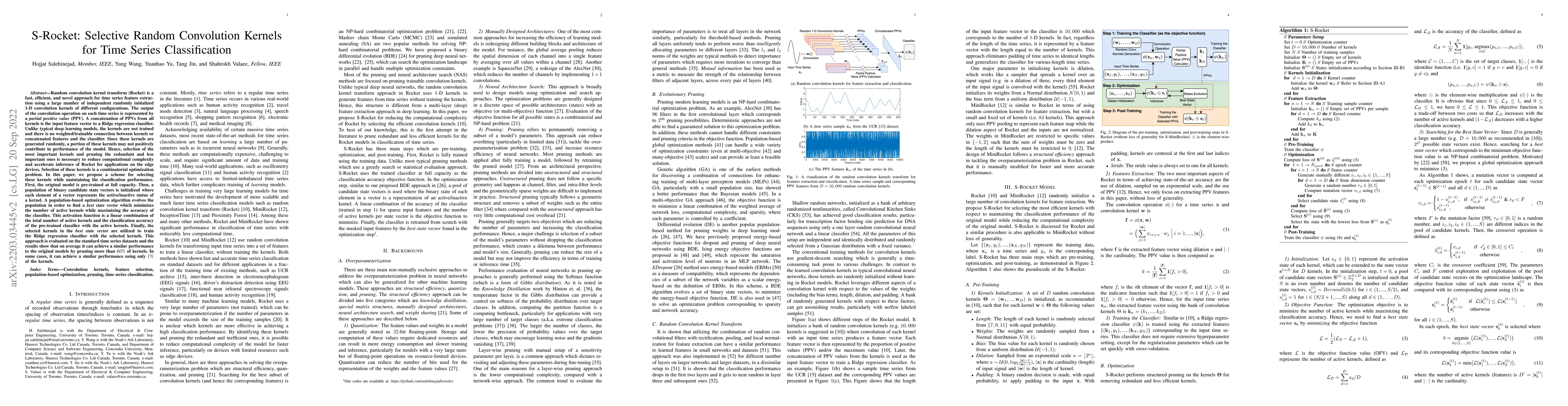 Thumbnail for S-Rocket: Selective Random Convolution Kernels for Time Series
  Classification