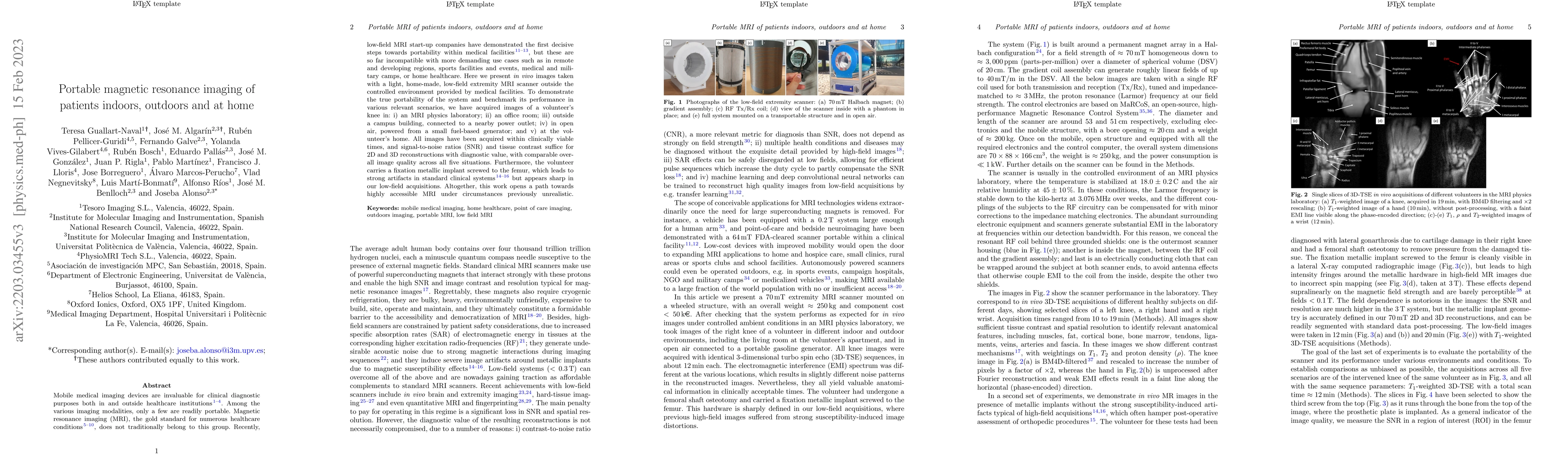 Thumbnail for Portable magnetic resonance imaging of patients indoors, outdoors and at
  home