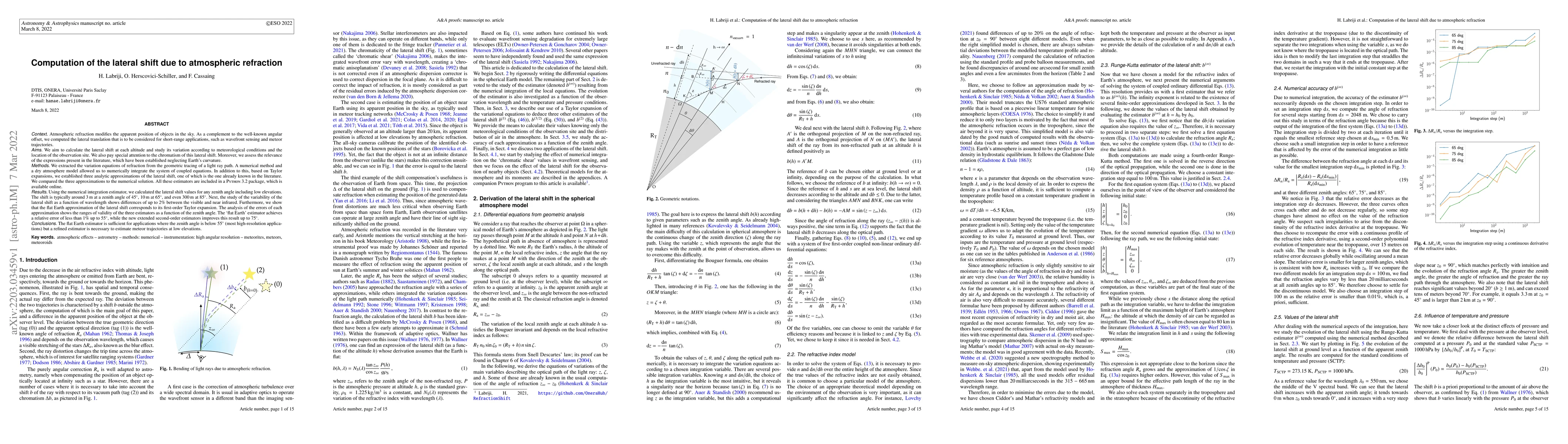 Thumbnail for Computation of the lateral shift due to atmospheric refraction