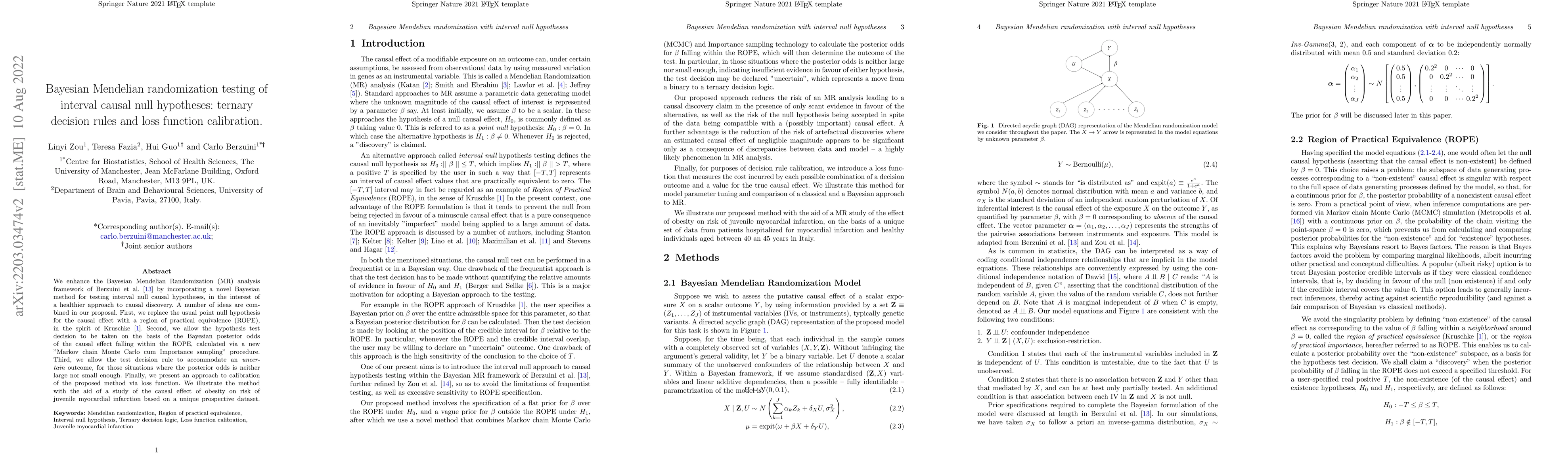 Thumbnail for Bayesian Mendelian randomization testing of interval causal null
  hypotheses: ternary decision rules and loss function calibration