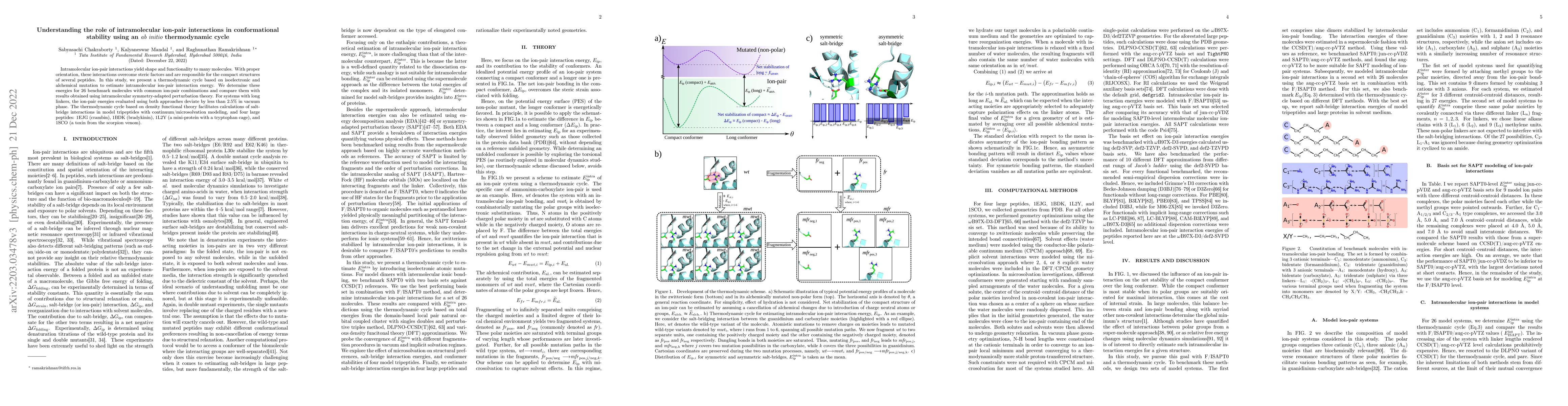 Thumbnail for Understanding the role of intramolecular ion-pair interactions in
  conformational stability using an ab initio thermodynamic cycle