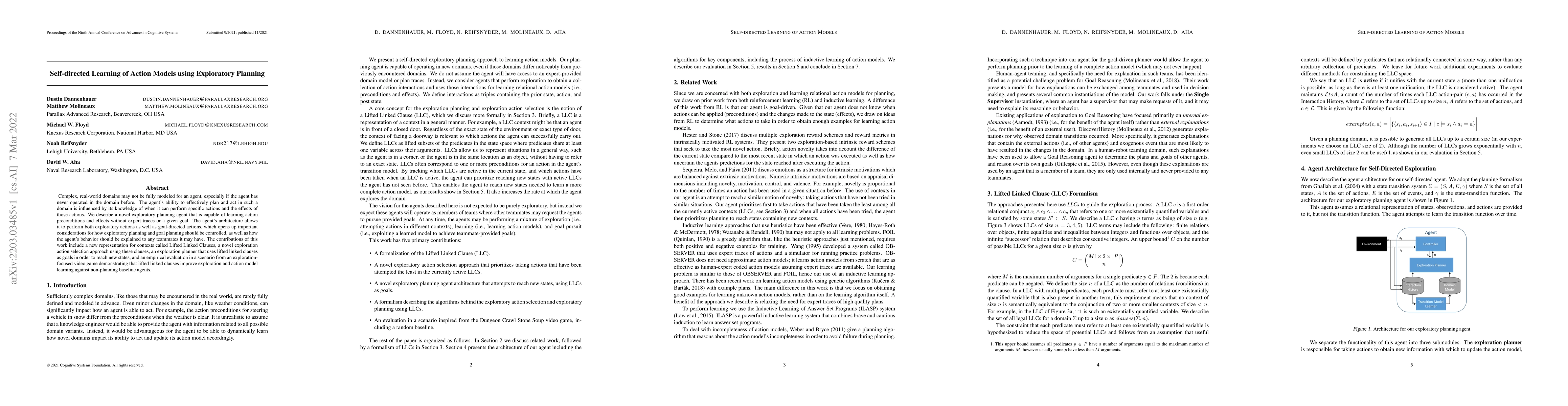 Thumbnail for Self-directed Learning of Action Models using Exploratory Planning