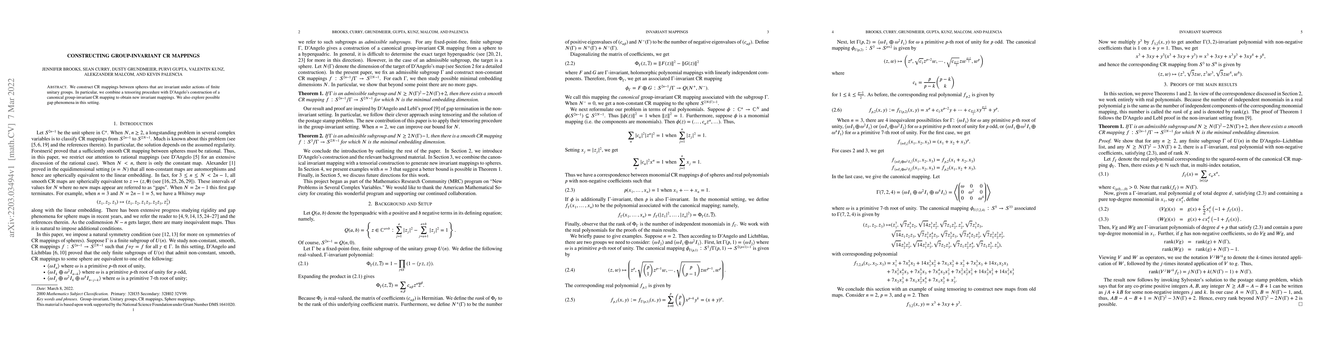Thumbnail for Constructing Group-Invariant CR Mappings
