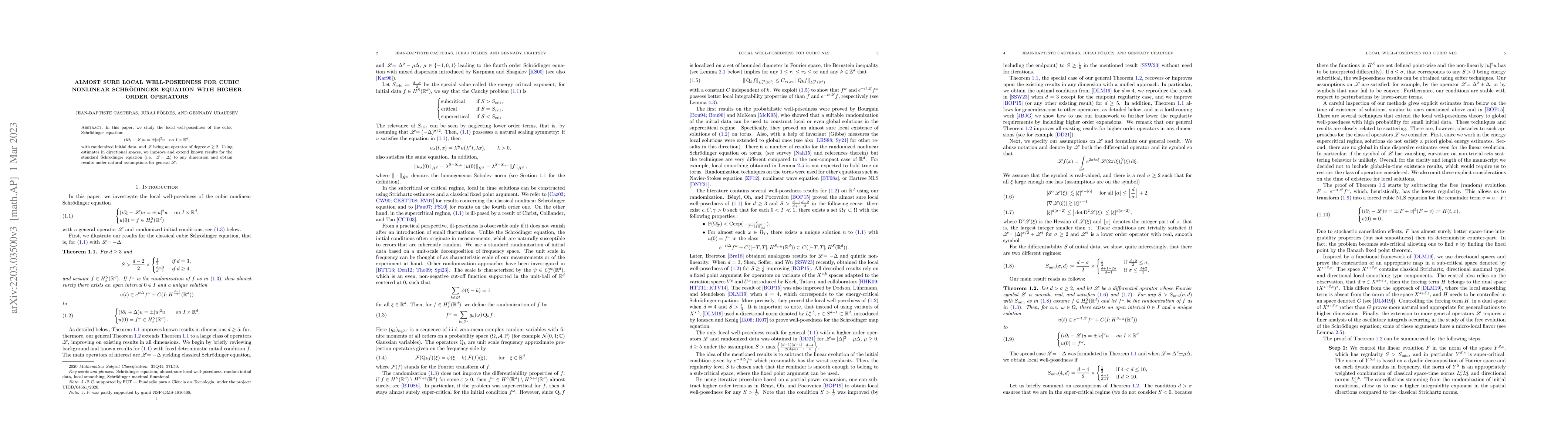 Thumbnail for Almost sure local well-posedness for cubic nonlinear Schrodinger
  equation with higher order operators