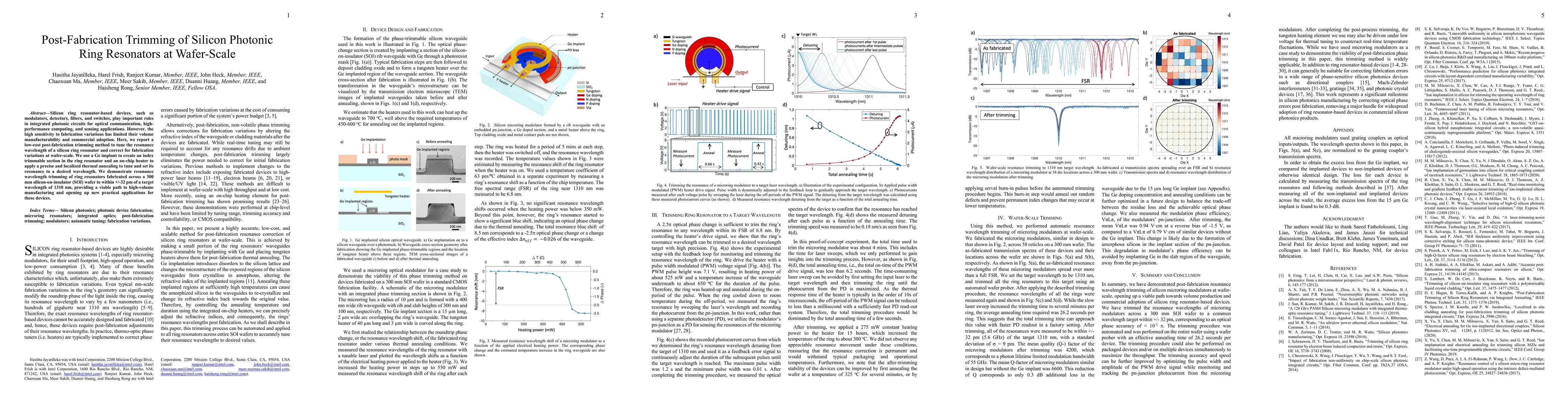 Thumbnail for Post-Fabrication Trimming of Silicon Photonic Ring Resonators at
  Wafer-Scale