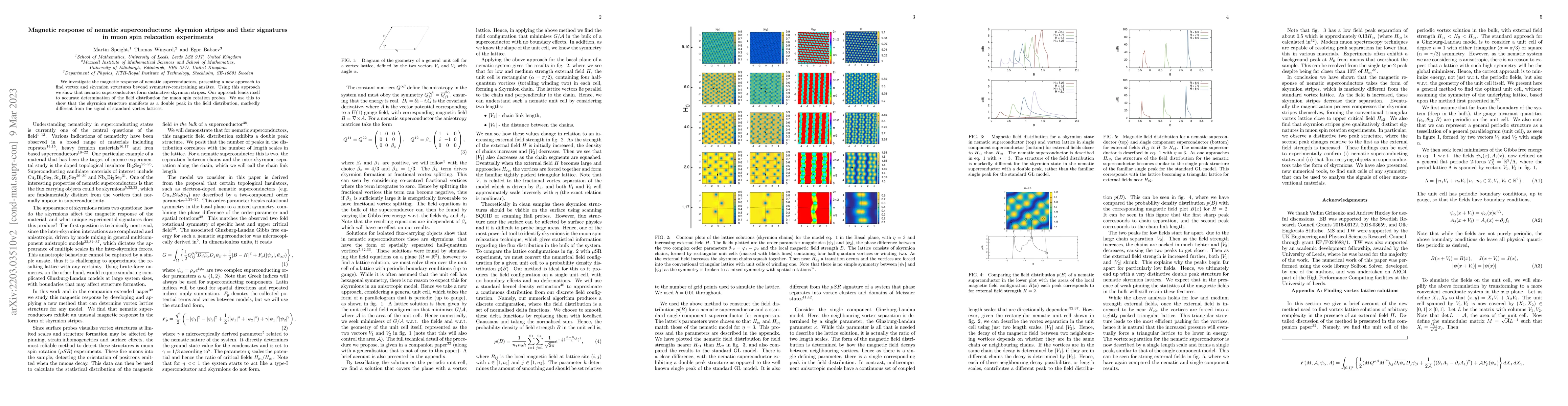 Thumbnail for Magnetic response of nematic superconductors: skyrmion stripes and their
  signatures in muon spin relaxation experiments