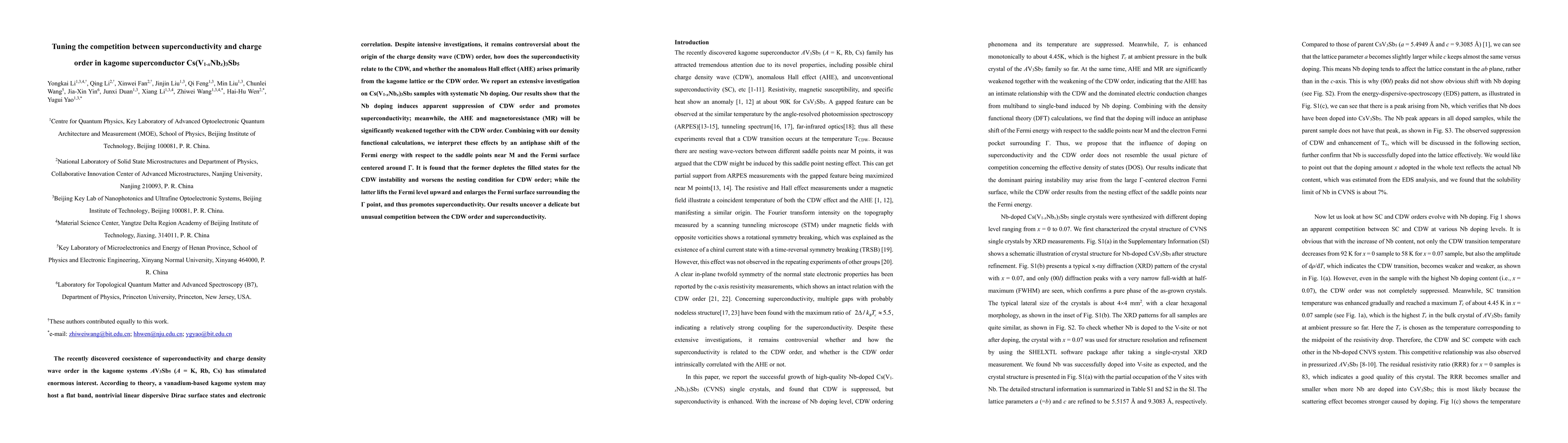 Thumbnail for Tuning the competition between superconductivity and charge order in
  kagome superconductor Cs(V1-xNbx)3Sb5