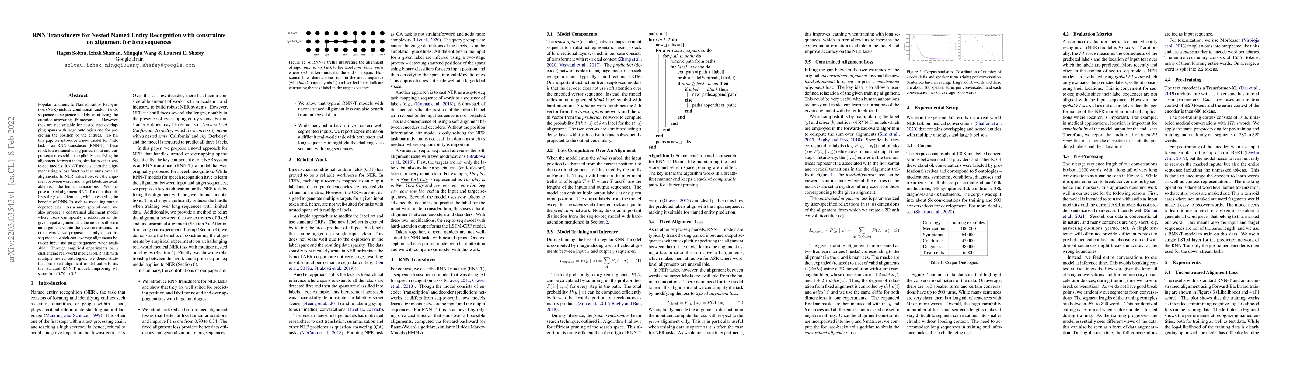 Thumbnail for RNN Transducers for Nested Named Entity Recognition with constraints on
  alignment for long sequences