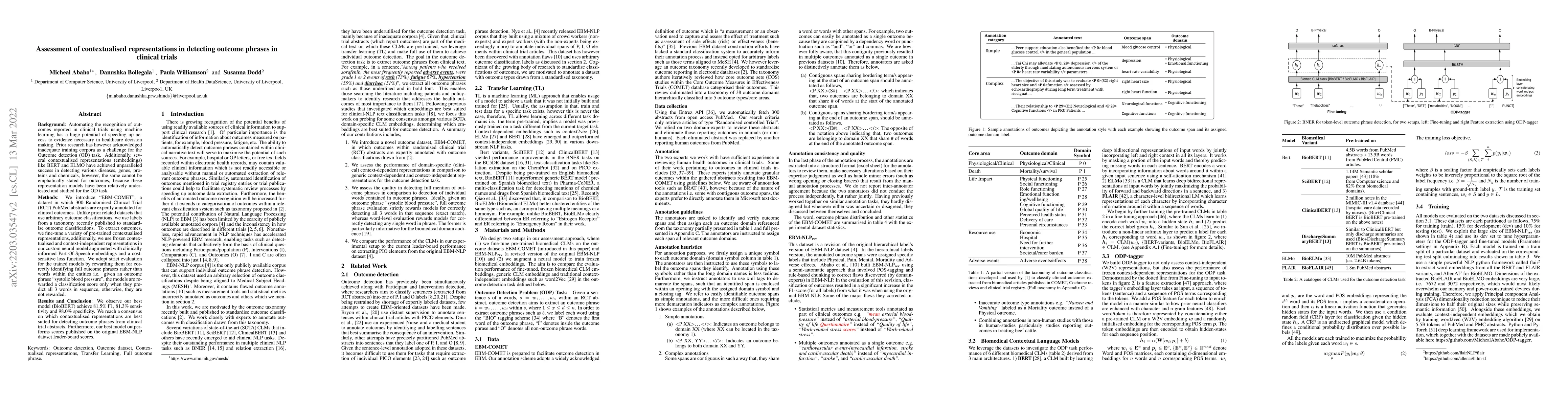 Thumbnail for Assessment of contextualised representations in detecting outcome
  phrases in clinical trials