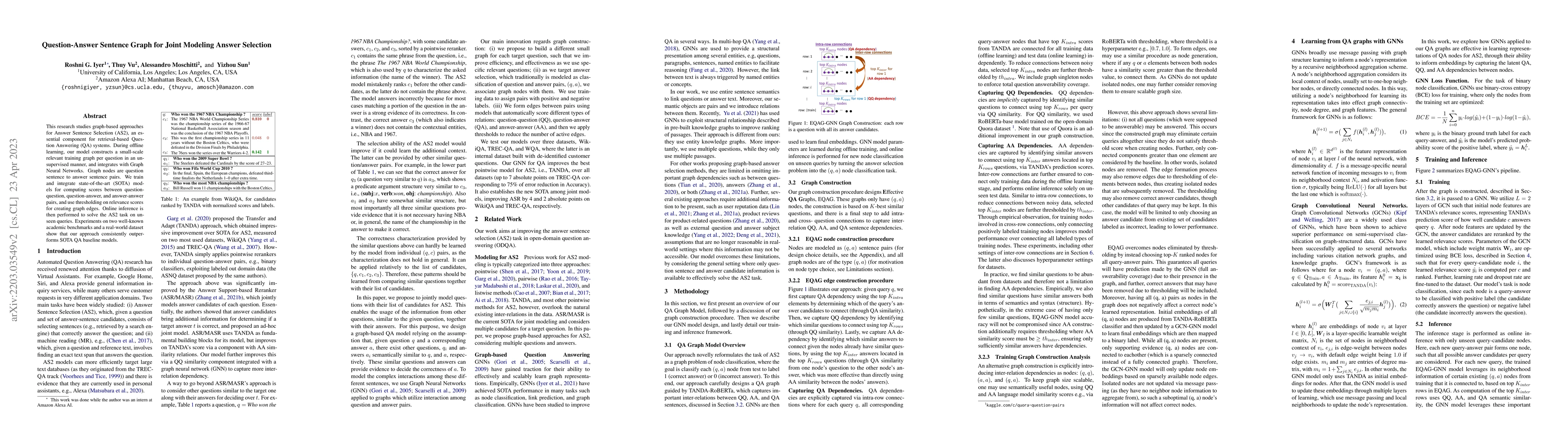 Thumbnail for Question-Answer Sentence Graph for Joint Modeling Answer Selection