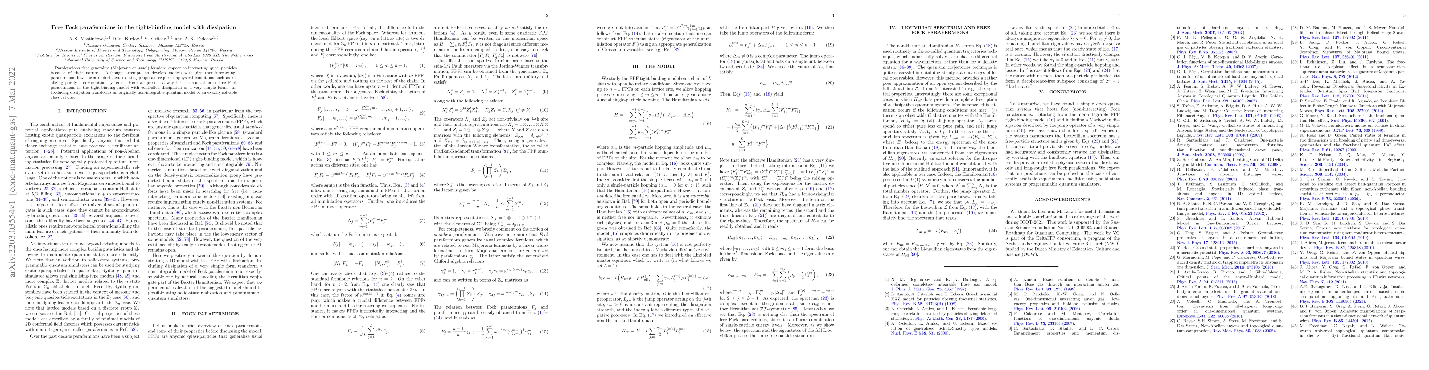Thumbnail for Free Fock parafermions in the tight-binding model with dissipation