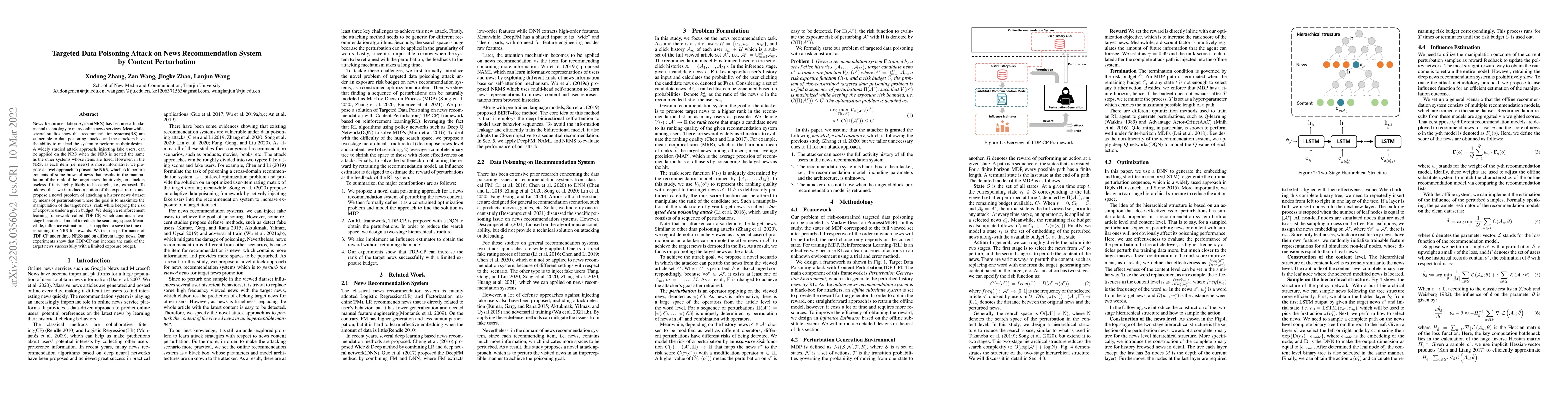 Thumbnail for Targeted Data Poisoning Attack on News Recommendation System by Content
  Perturbation