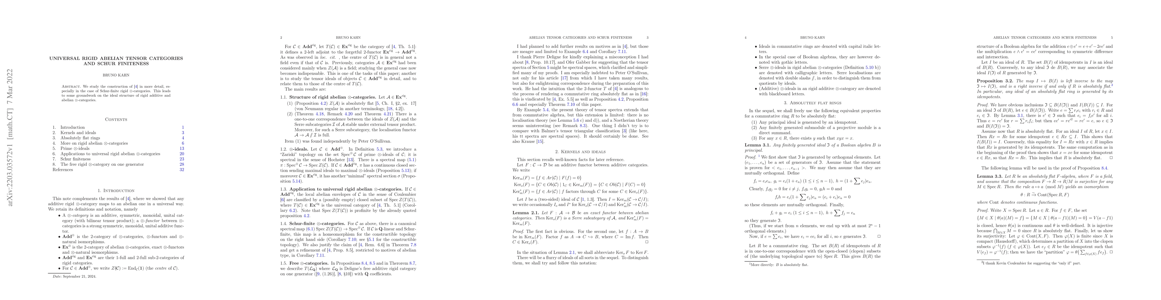 Thumbnail for Universal rigid abelian tensor categories and Schur finiteness