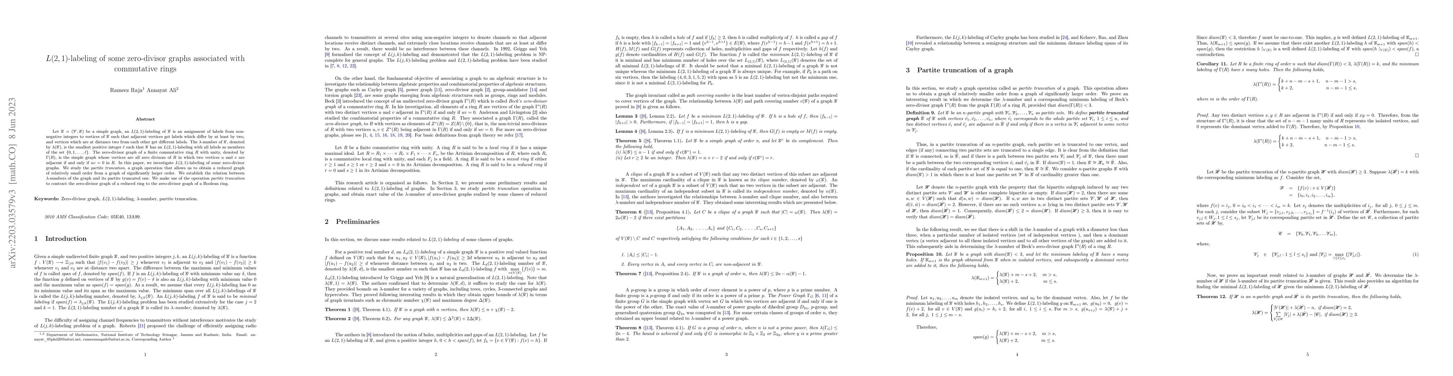 Thumbnail for L(2, 1)-labeling of some zero-divisor graphs associated with commutative
  rings