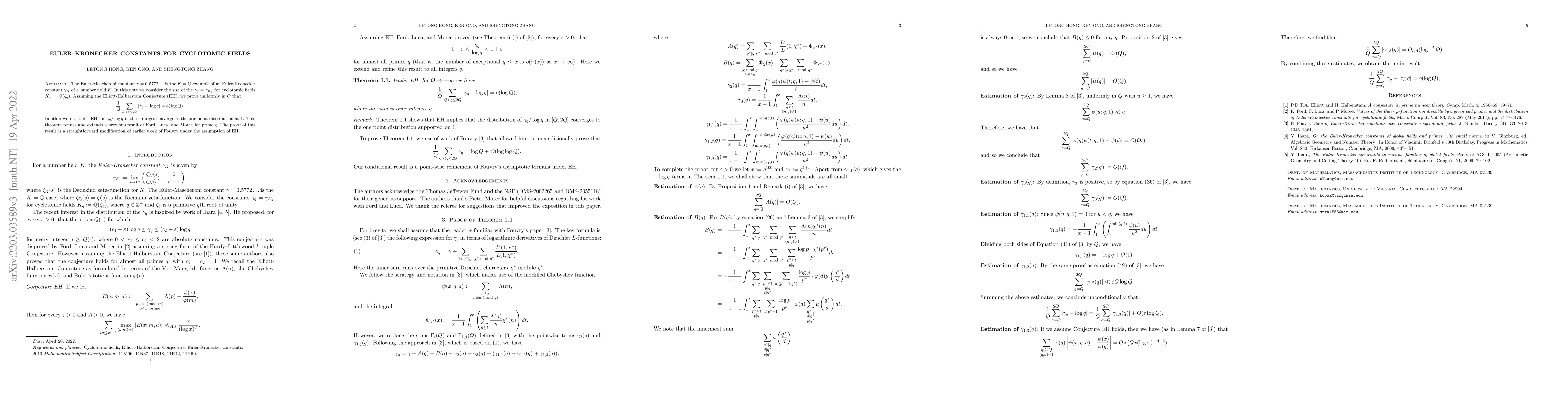 Thumbnail for Euler-Kronecker constants for cyclotomic fields