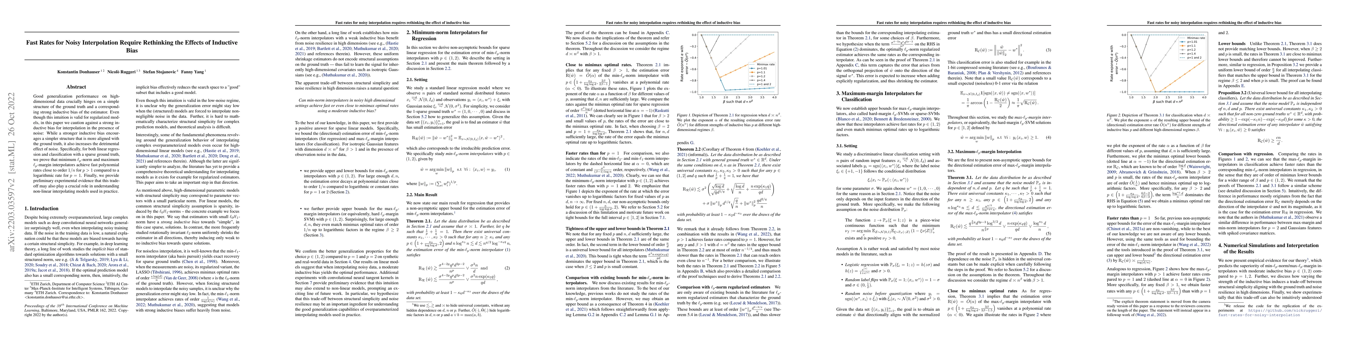 Thumbnail for Fast Rates for Noisy Interpolation Require Rethinking the Effects of
  Inductive Bias