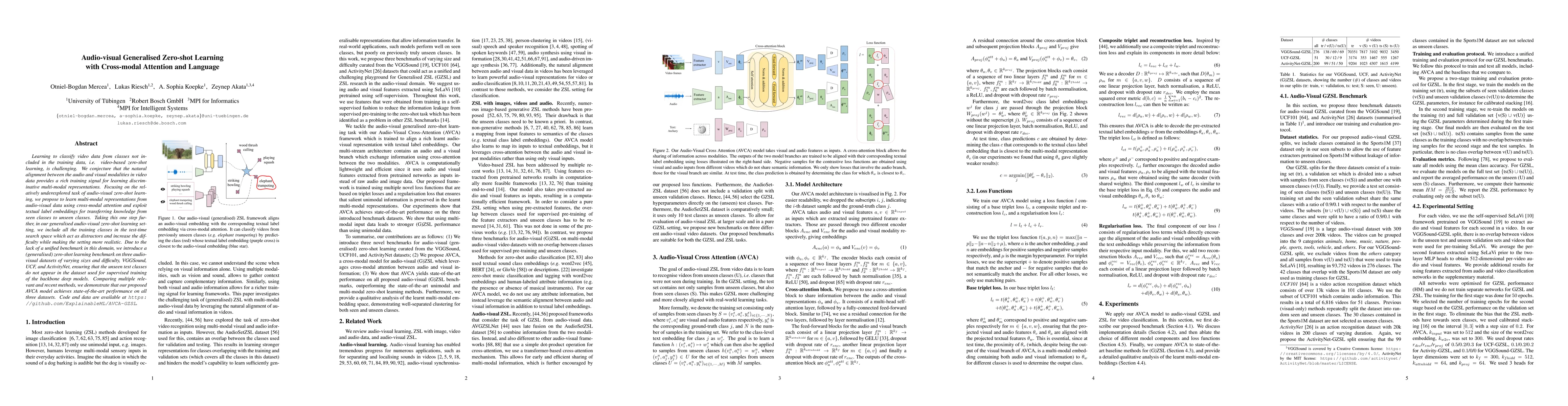 Thumbnail for Audio-visual Generalised Zero-shot Learning with Cross-modal Attention
  and Language