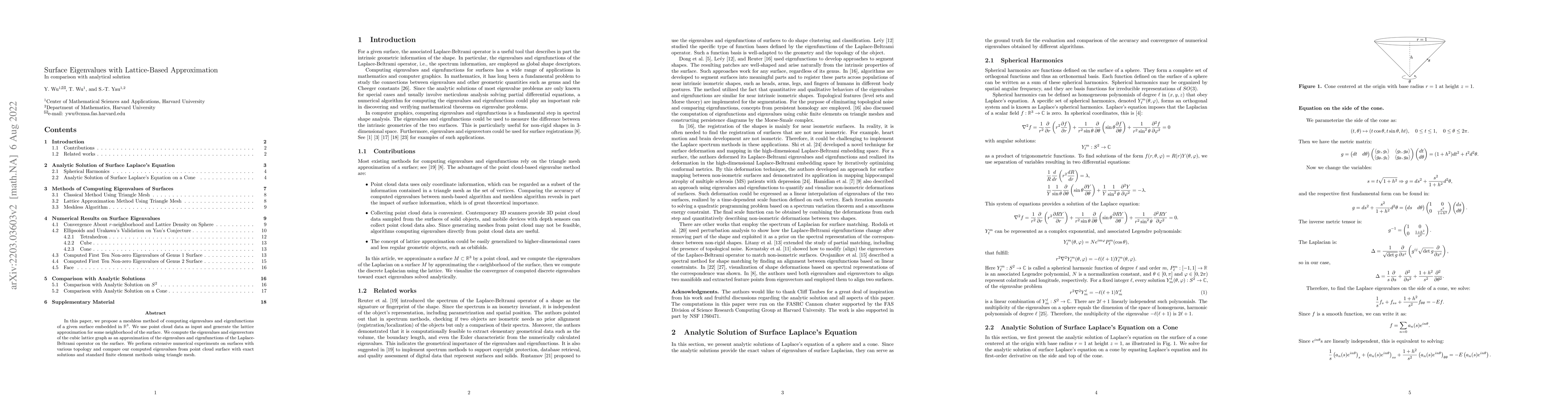 Thumbnail for Surface Eigenvalues with Lattice-Based Approximation In comparison with
  analytical solution