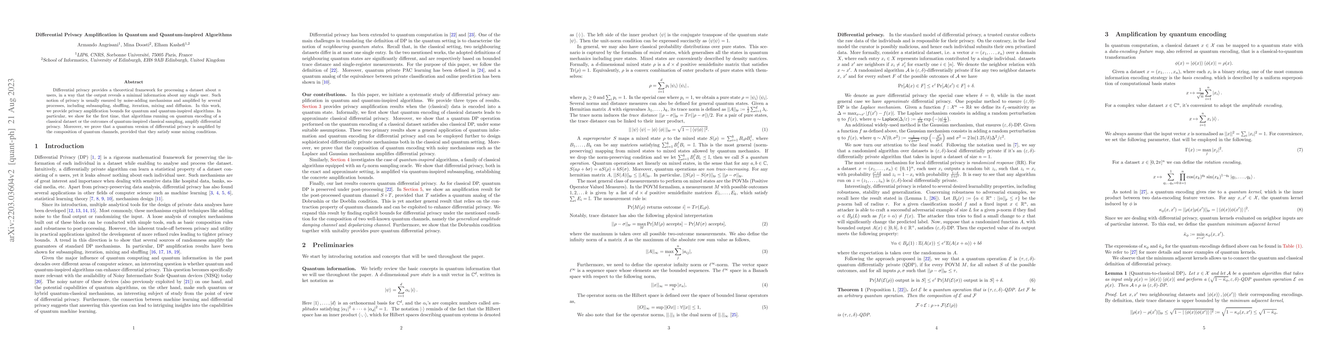 Thumbnail for Differential Privacy Amplification in Quantum and Quantum-inspired
  Algorithms