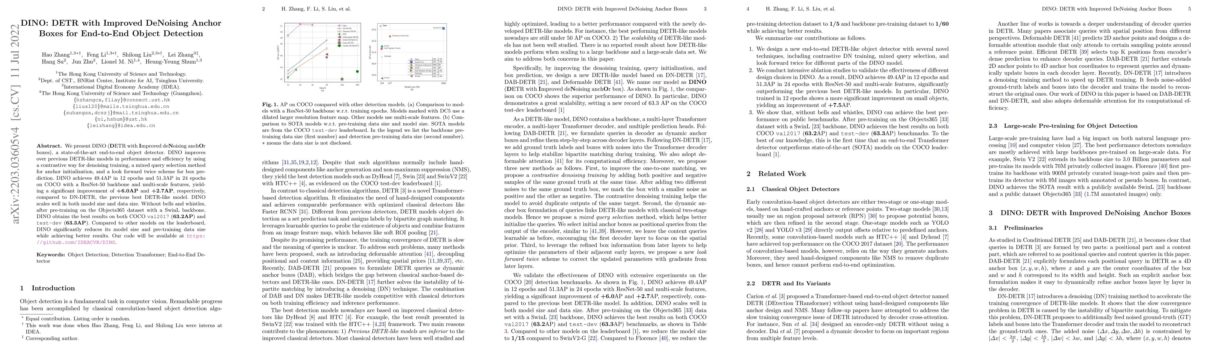 Thumbnail for DINO: DETR with Improved DeNoising Anchor Boxes for End-to-End Object
  Detection