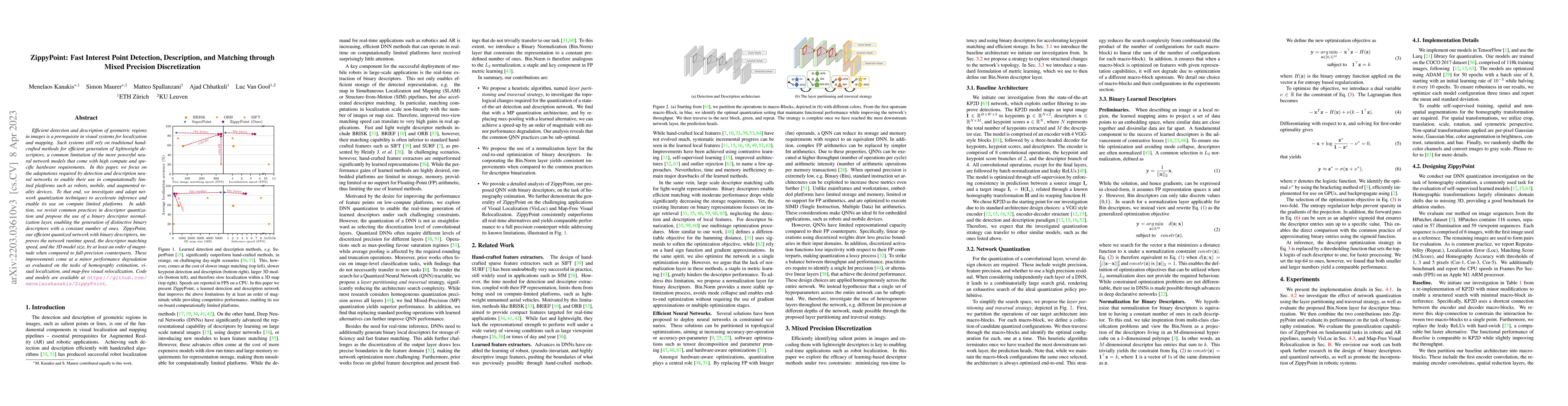 Thumbnail for ZippyPoint: Fast Interest Point Detection, Description, and Matching
  through Mixed Precision Discretization