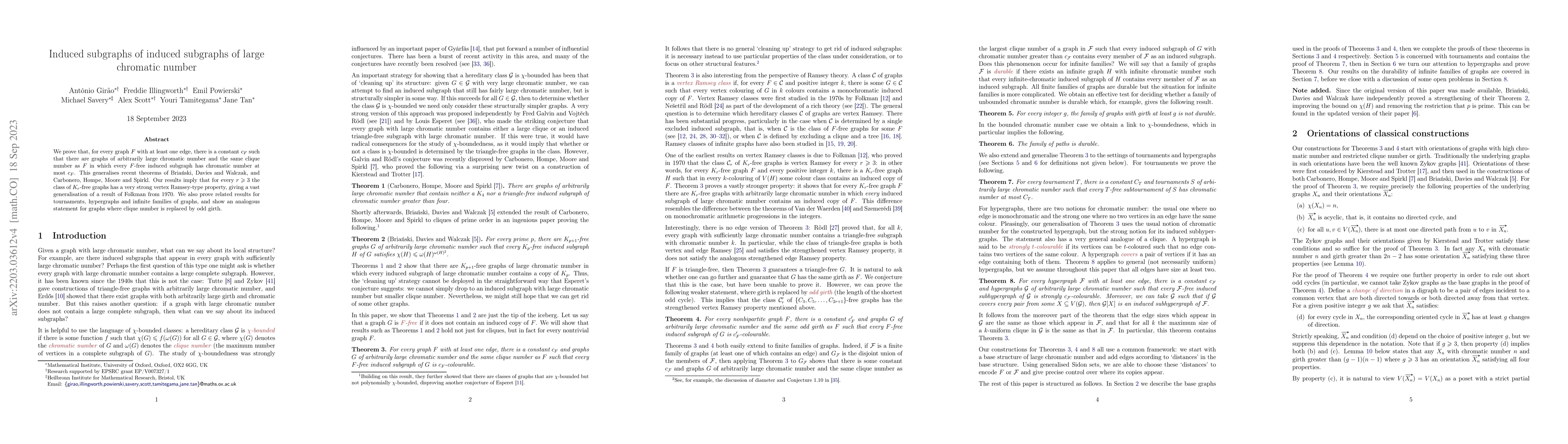 Thumbnail for Induced subgraphs of induced subgraphs of large chromatic number
