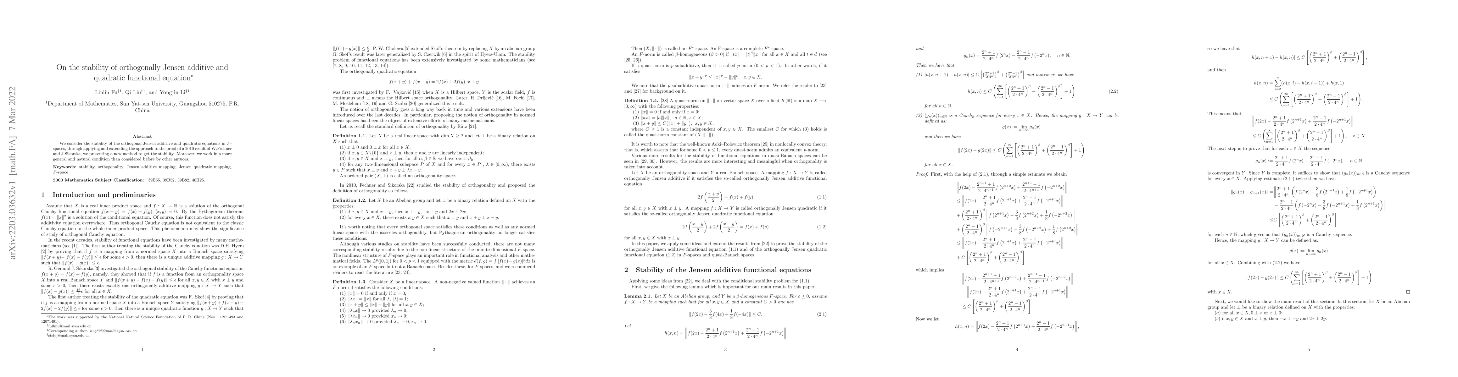 Thumbnail for On the stability of orthogonally Jensen additive and quadratic
  functional equation