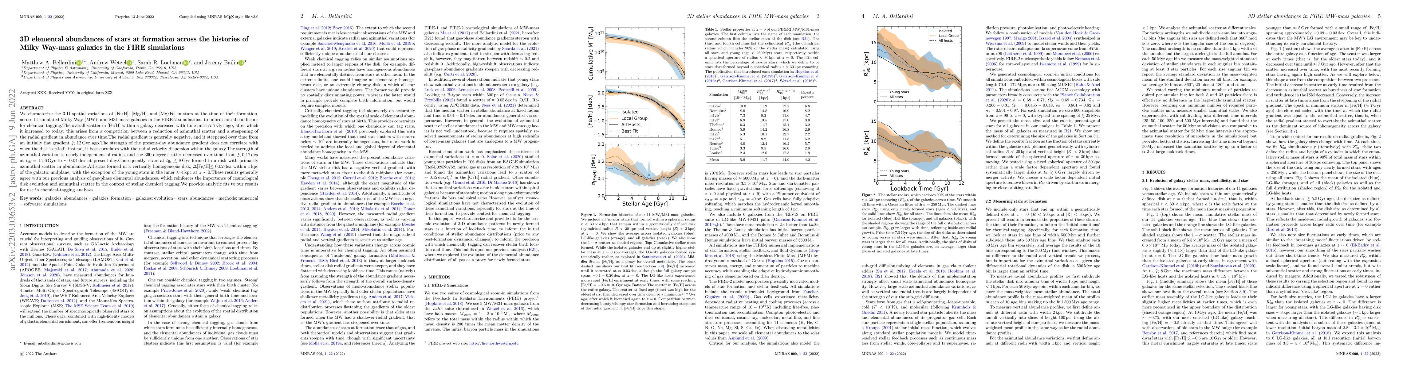 Thumbnail for 3D elemental abundances of stars at formation across the histories of
  Milky Way-mass galaxies in the FIRE simulations