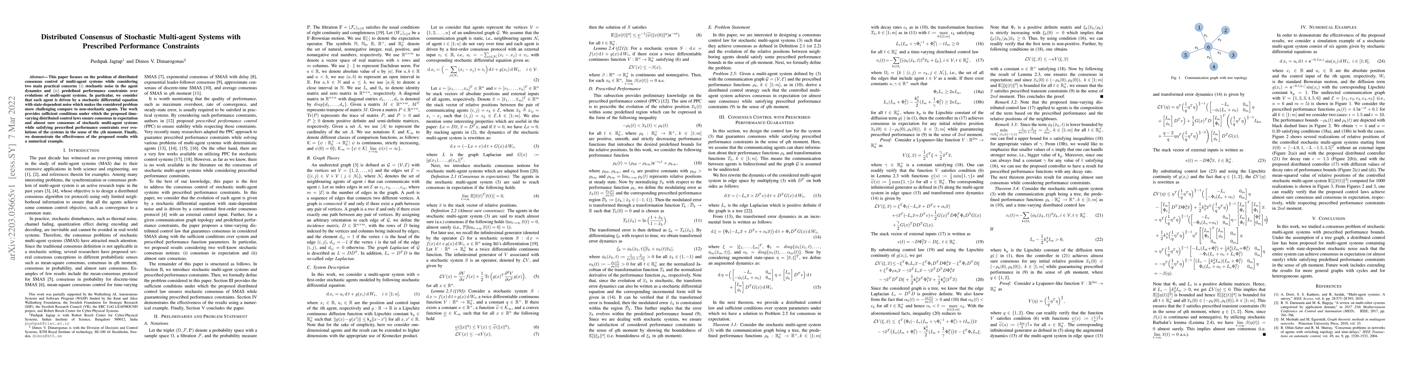 Thumbnail for Distributed Consensus of Stochastic Multi-agent Systems with Prescribed
  Performance Constraints