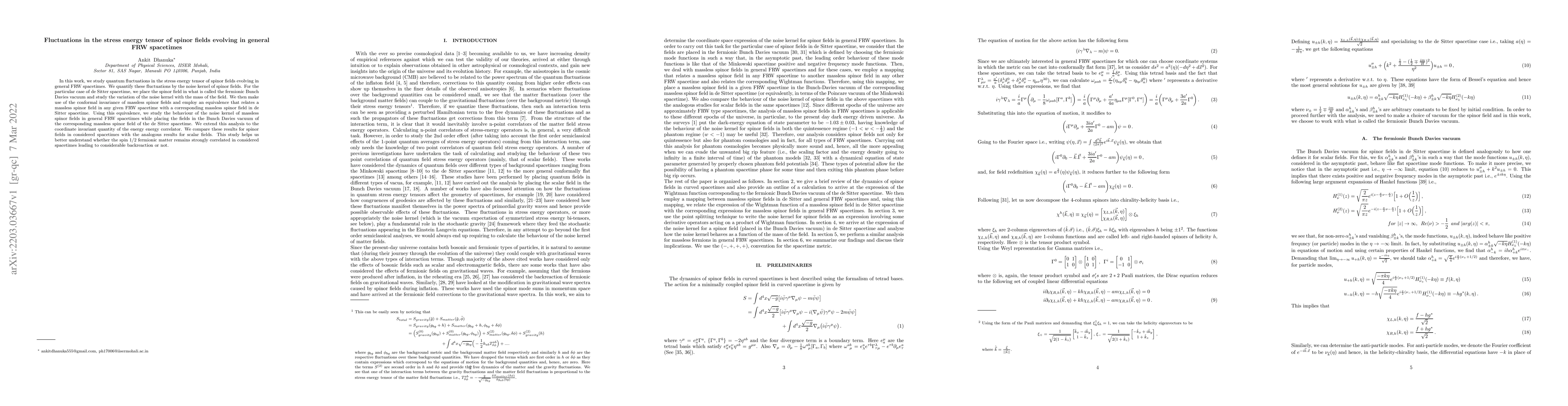 Thumbnail for Fluctuations in the stress energy tensor of spinor fields evolving in
  general FRW spacetimes