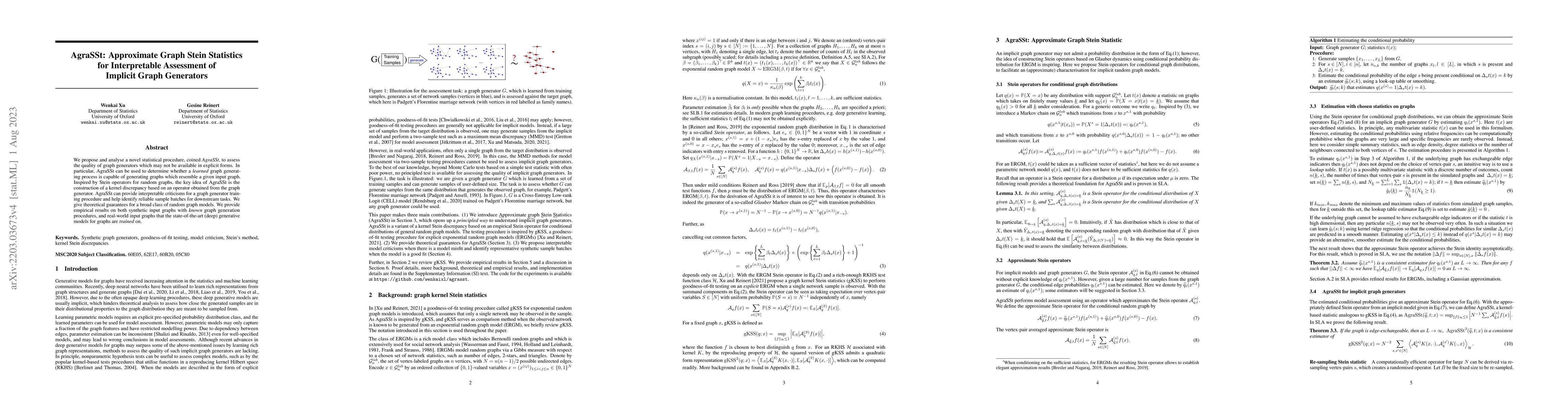 Thumbnail for AgraSSt: Approximate Graph Stein Statistics for Interpretable Assessment
  of Implicit Graph Generators