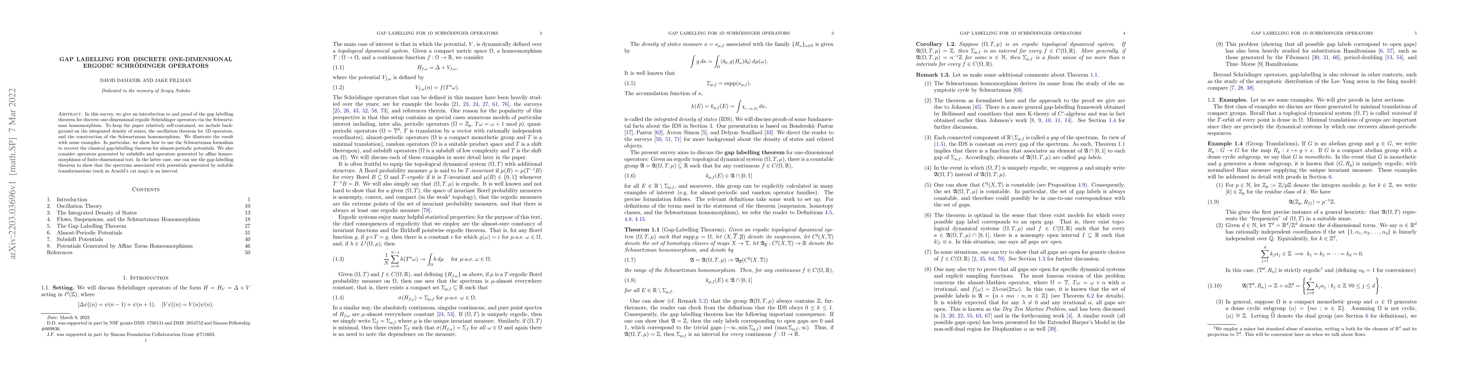 Thumbnail for Gap Labelling for Discrete One-Dimensional Ergodic Schr\"odinger
  Operators