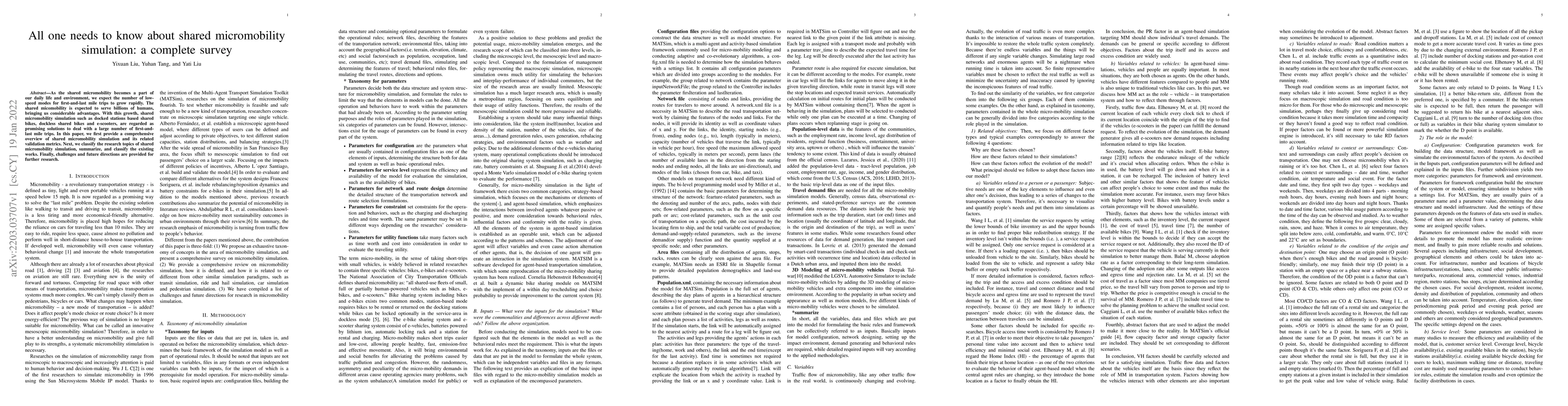 Thumbnail for All one needs to know about shared micromobility simulation: a complete
  survey