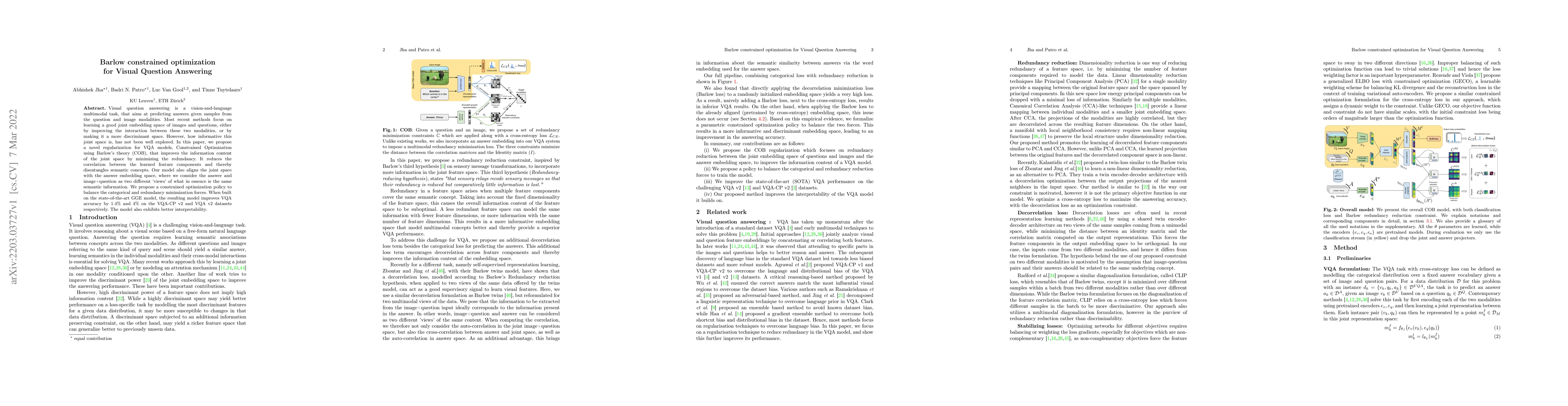 Thumbnail for Barlow constrained optimization for Visual Question Answering