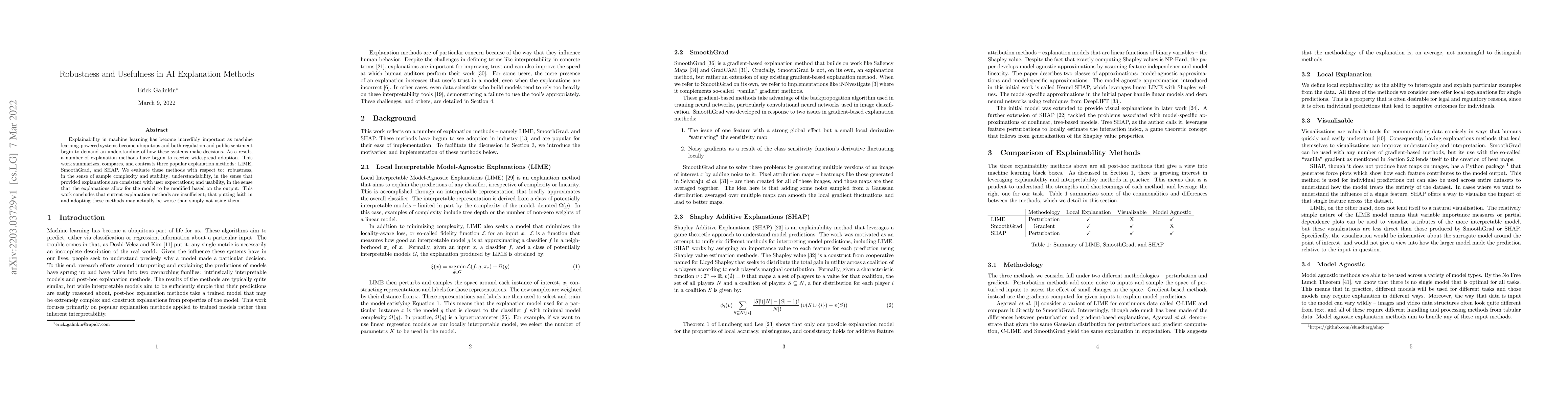 Thumbnail for Robustness and Usefulness in AI Explanation Methods