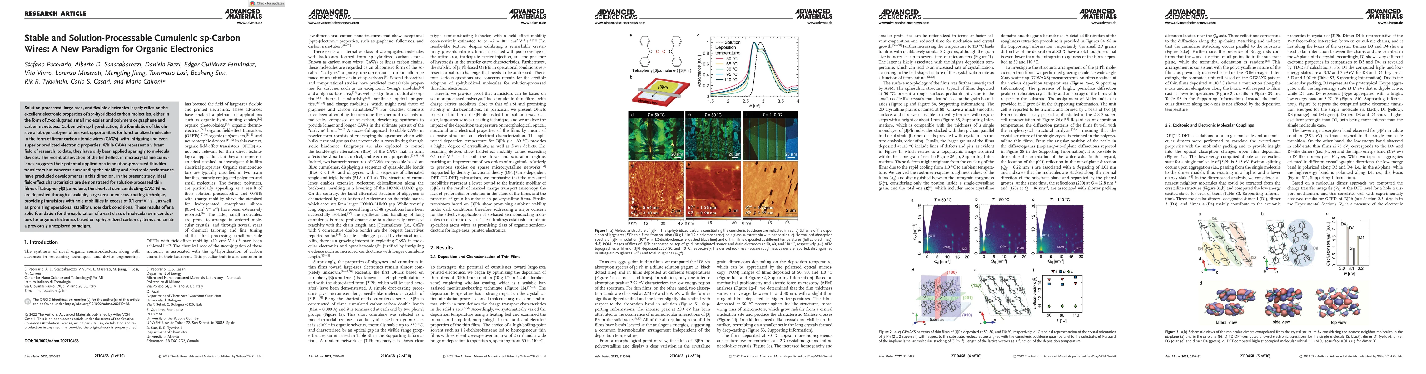 Thumbnail for Stable and Solution-Processable Cumulenic sp-Carbon Wires: A New
  Paradigm for Organic Electronics