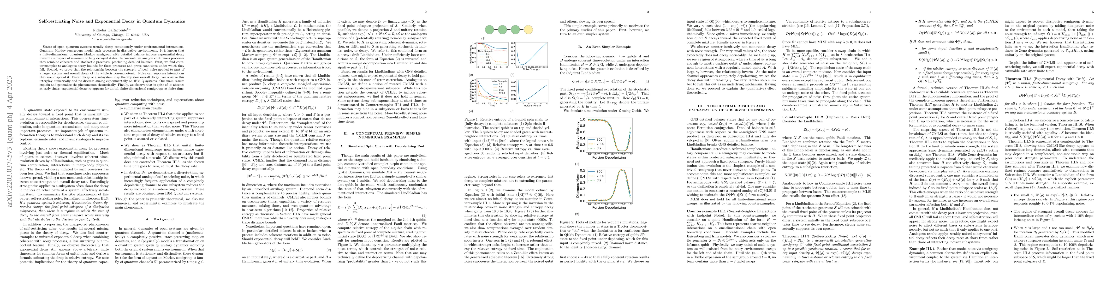 Thumbnail for Self-restricting Noise and Exponential Decay in Quantum Dynamics